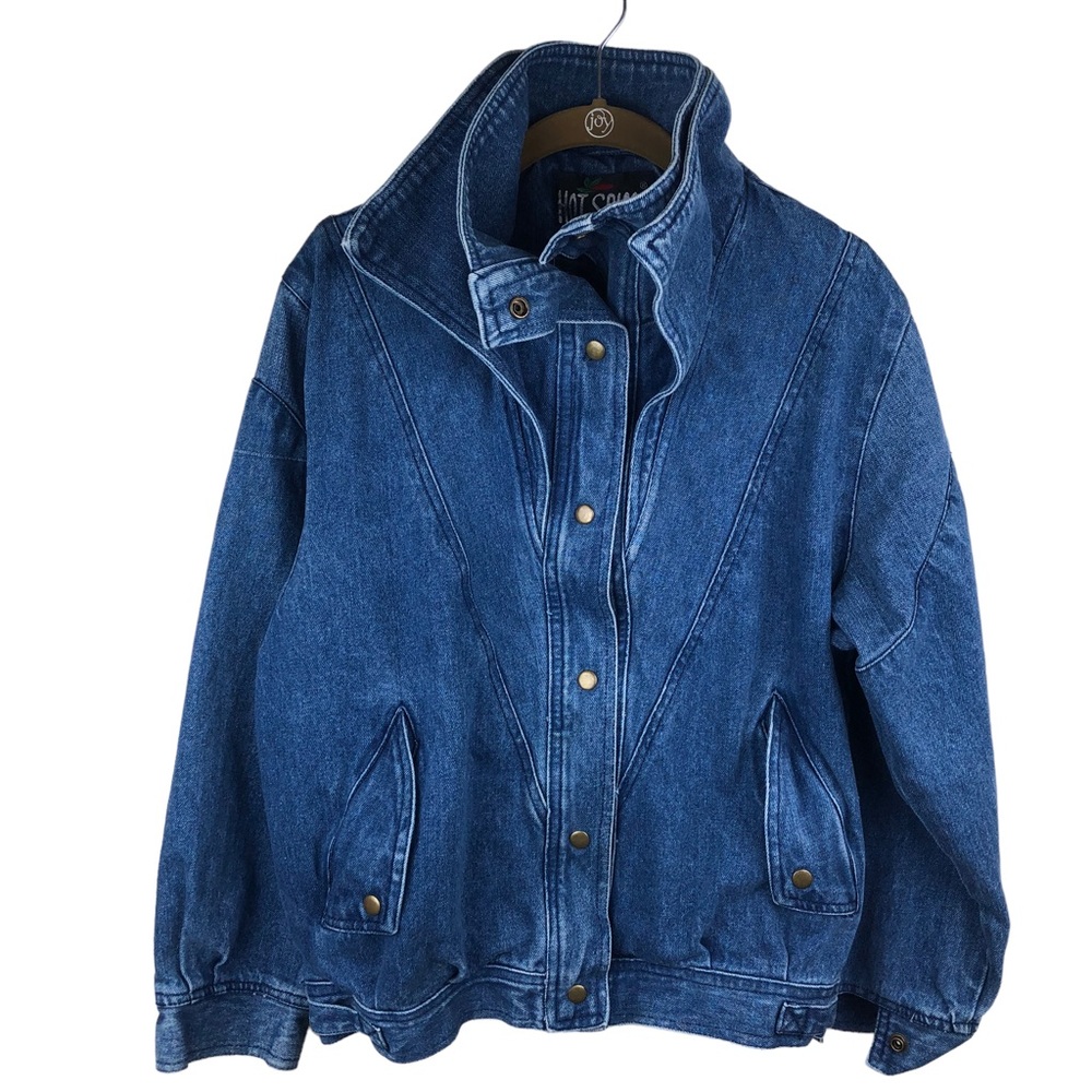 Women's Blue Denim Bomber Jacket - Vintage Style